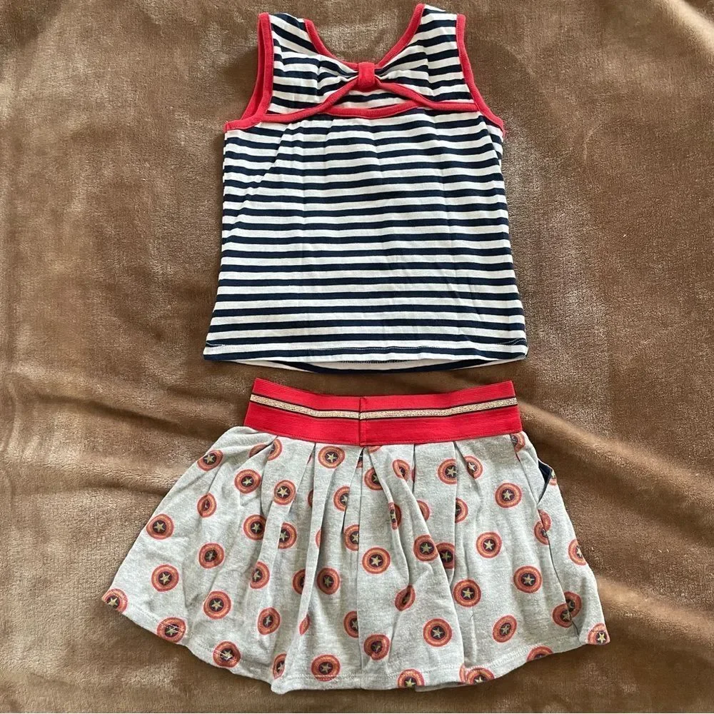 Marvel Kids Wonder Woman Girls Red and Blue Striped Outfit Size 6/6x - Picture 6 of 8
